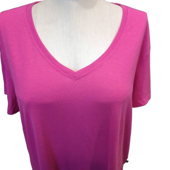 The Gap Women's Size XXL V-Neck Linen Blend Tee Shirt Solid Pink Summer Casual - Picture 3 of 7